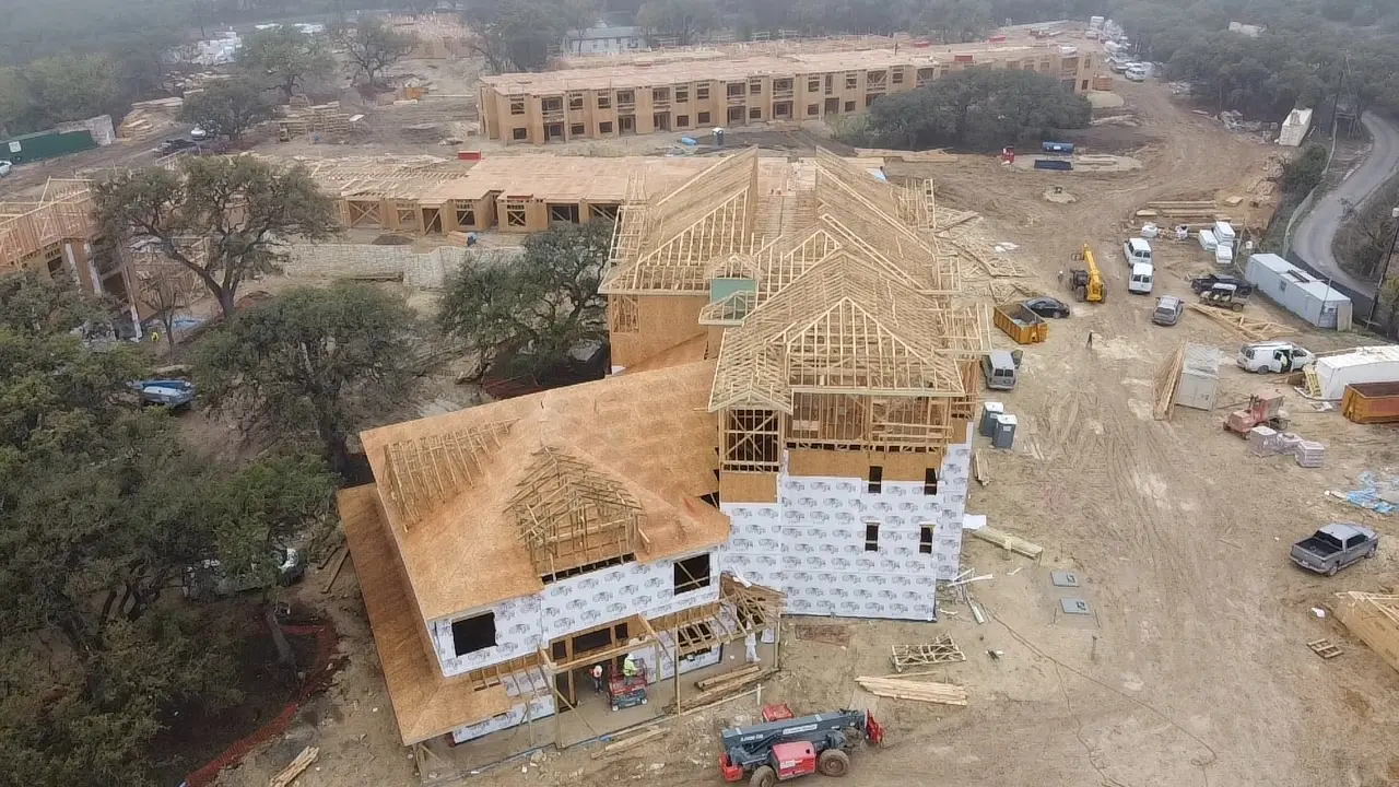 Multi-family residential framing project in progress